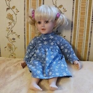 My Twinn Blonde Doll in Blue Snowflake Dress 13"